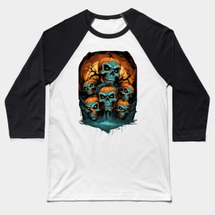 Halloween Pumpkin Skulls Baseball T-Shirt